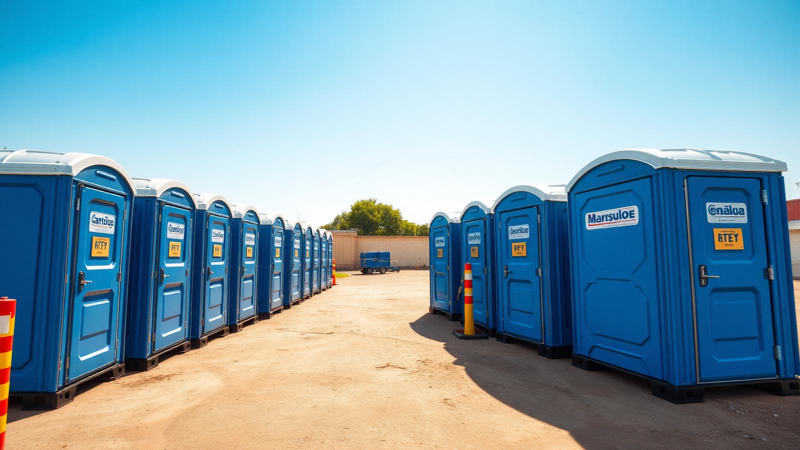 Portable toilet rental setup at jobsite